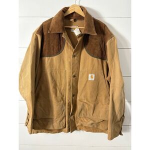 VTG Carhartt 80's Hunting Field Jacket Size XXL Game‎ Pouch Mens Canvas Corduroy